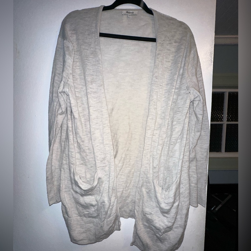 Madewell Grey Cotton Blend Lightweight Long Cardigan Sweater Size Small
